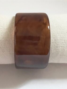 Wide Tortoiseshell Resin Bangle Bracelet - Rich Brown